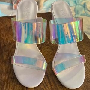 Call It Spring Women's Holographic Y2k Slide Heels | Size 8.5-9